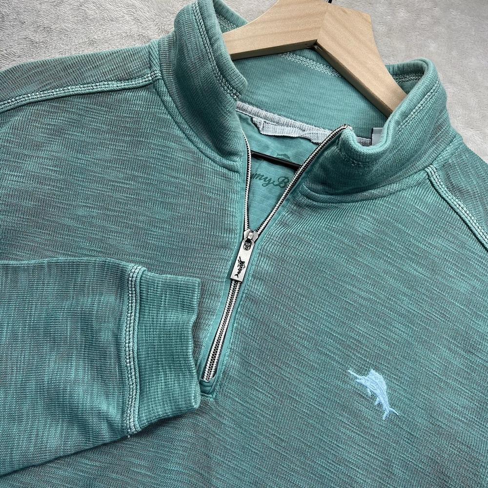 Tommy Bahama Mens L Tobago Bay 1/4 Half Zip Sweatshirt *STAIN*